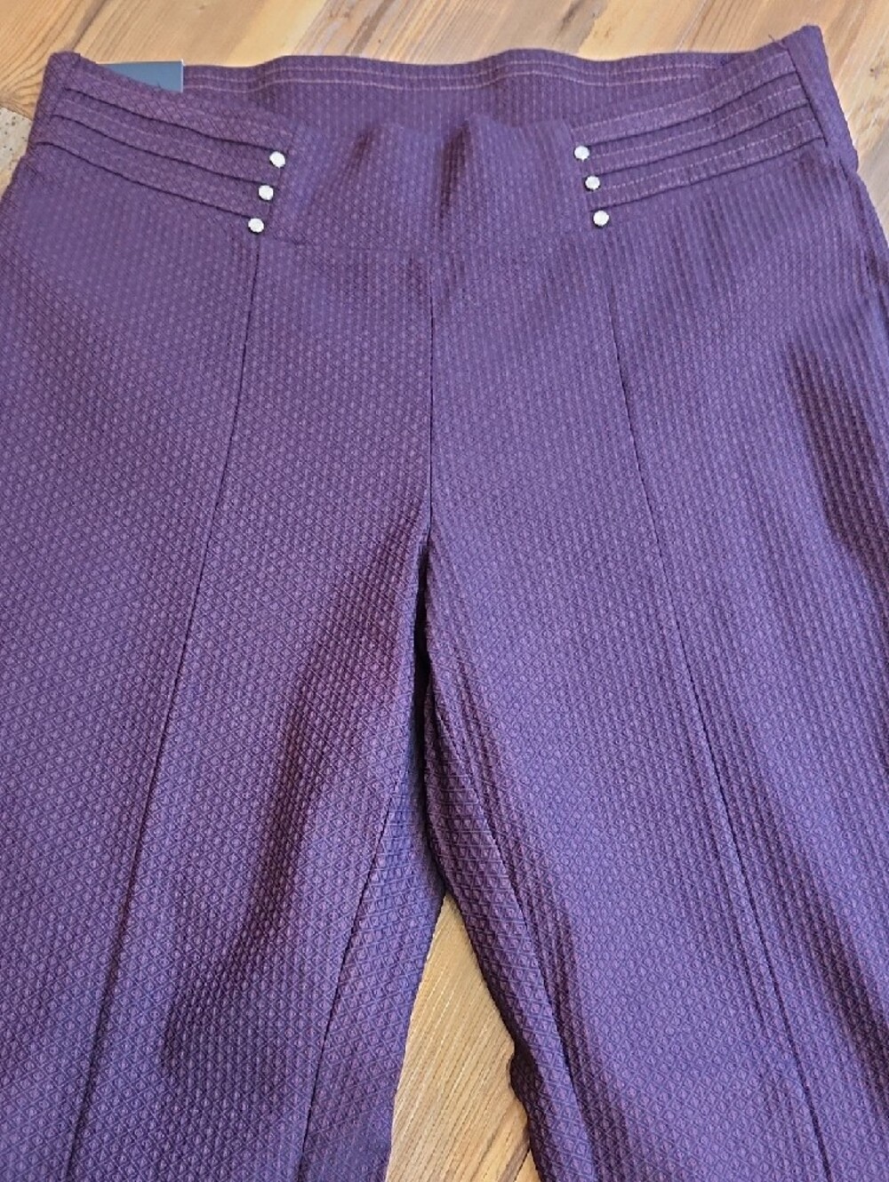 Rafaella Straight-Leg Pull-On Pants in Plum - Picture 2 of 5